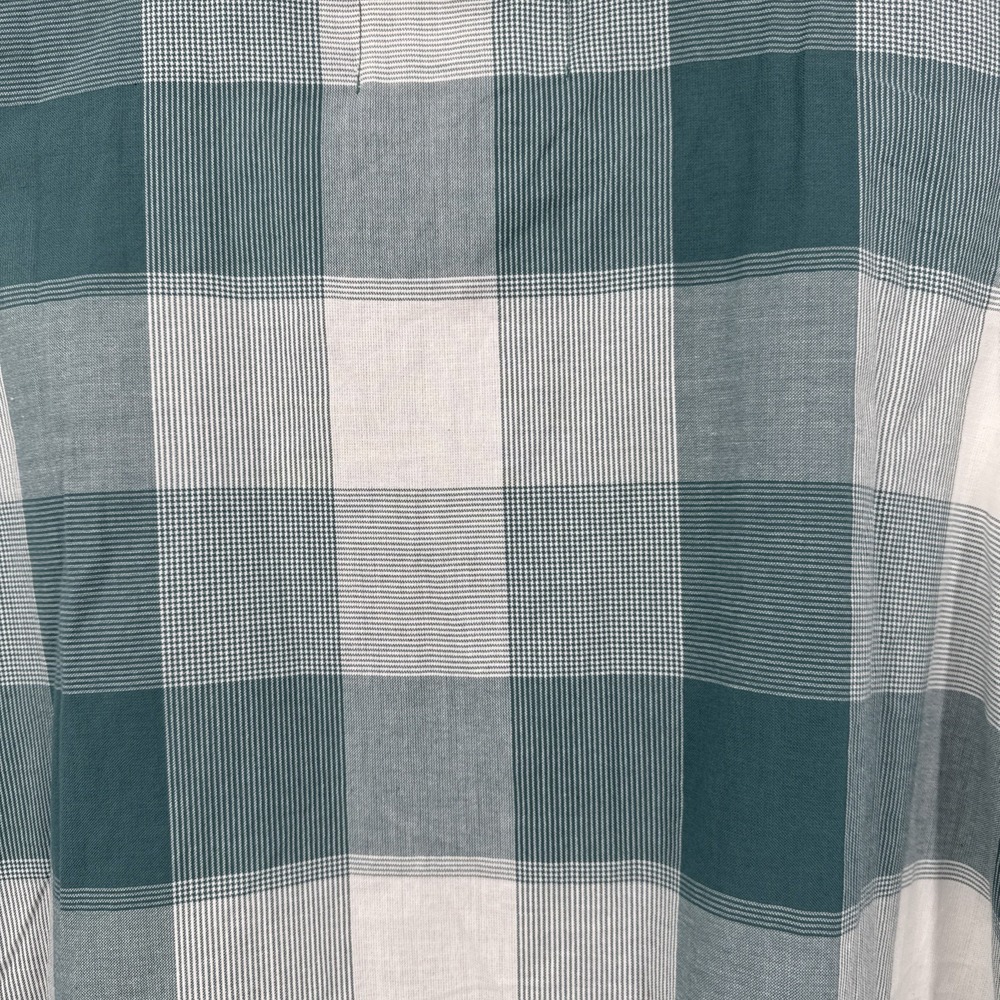 Old Ranch Brands Teal White Plaid Organic Cotton Tank Top Button Down Shirt XL - Picture 3 of 11